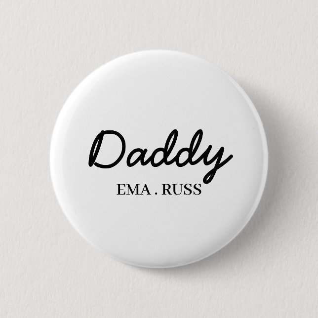 Modern Dad | Custom Kids Names Stylish Father Button (Front)