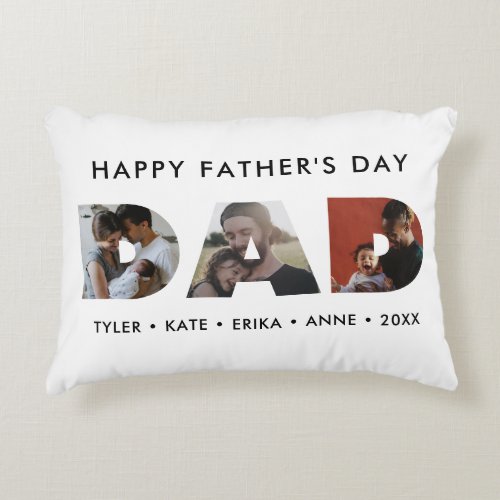 Modern DAD Daddy Photo Collage Cutout Fathers Day Accent Pillow