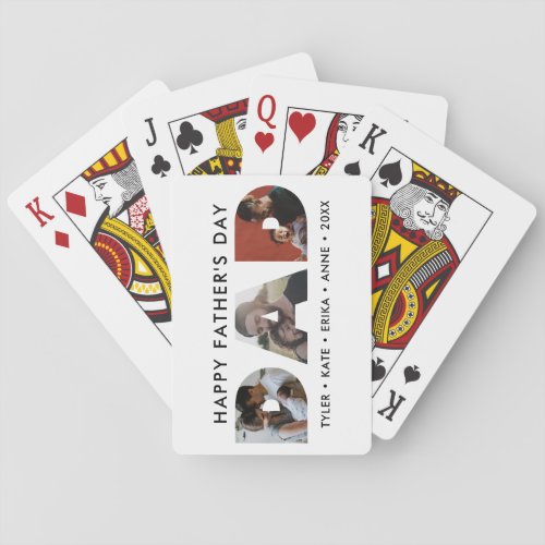 Modern DAD Daddy Photo Collage Cutout Fathers Day Poker Cards