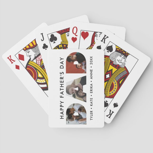 Modern DAD Daddy Photo Collage Cutout Father's Day Poker Cards (Back)