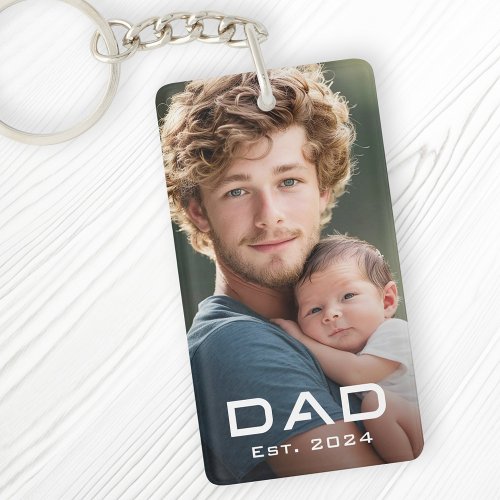 Modern dad est year fathers day new baby photo keychain