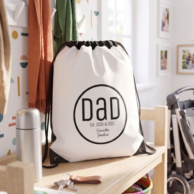 Modern Dad Established Simple Kids Names Drawstring Bag (Creator Uploaded)