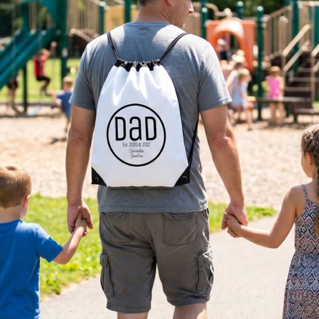 Modern Dad Established Simple Kids Names Drawstring Bag (Creator Uploaded)