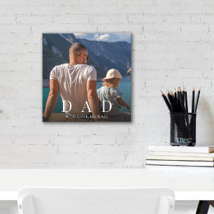 Modern Dad Family Photo Personalized Minimalist Canvas Print