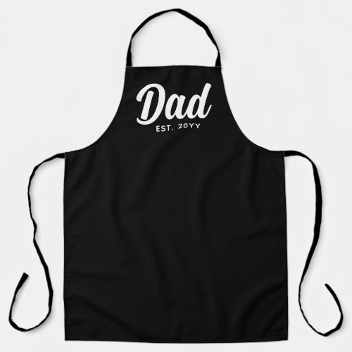 Modern Dad Fathers Day Black And White Script Apron