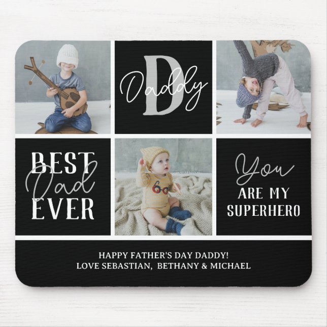 Modern Dad Father's Day Photo Collage Mouse Pad (Front)