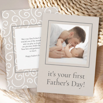 Modern Dad First Father Day With Your Photo Holiday Card by DP_Holidays at Zazzle