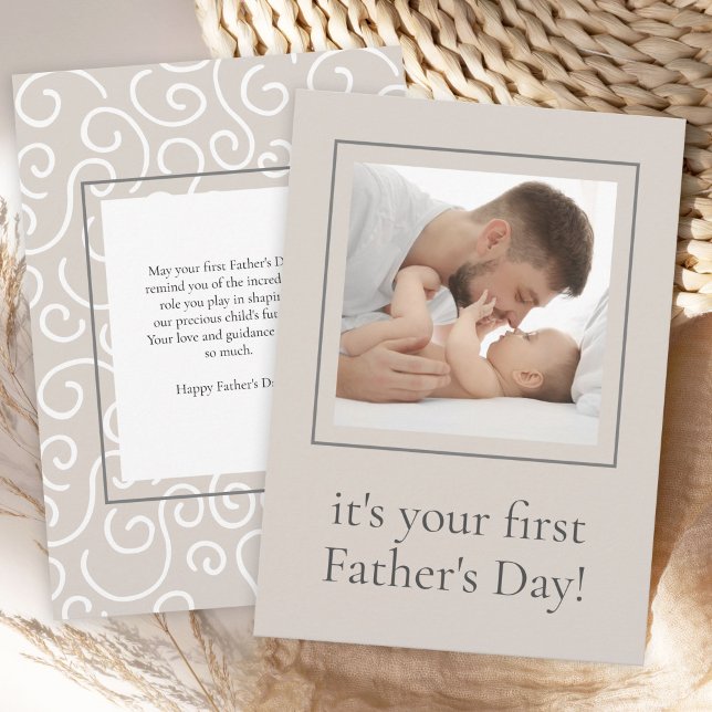 Modern Dad First Father Day with Your Photo Holiday Card (Creator Uploaded)