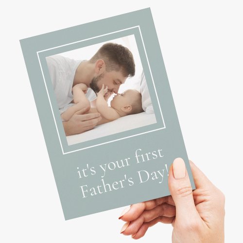 Modern Dad First Father Day with Your Photo Holiday Card