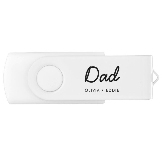 Modern Dad | Kids Names Father's Day Script Flash Drive (Front)