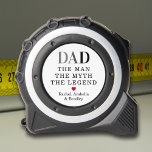 Modern Dad Man Myth Legend Tape Measure<br><div class="desc">This personalized tape measure for dads comes with the text—“Dad, the Man, the Myth, the Legend”—as well as a red heart and the children's names. For many fathers, seeing those words and symbols along with their children's names on a tool that they'll use frequently is almost like a talisman. It...</div>