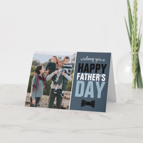 Modern Dad Navy Blue Bow Tie Happy Fathers Day Card