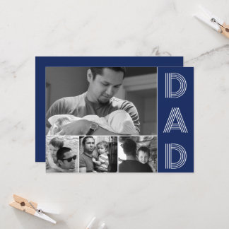 Modern Dad Navy Blue Fathers Day Photo Card