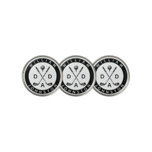 Modern Dad Personalized Name Golf Lover Clubs  Golf Ball Marker