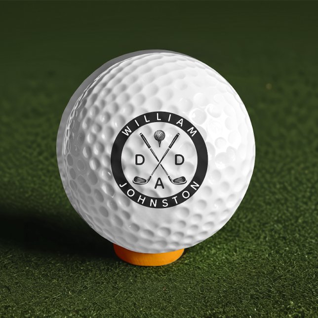 Modern Dad Personalized Name Golf Lover Clubs  Golf Balls (Creator Uploaded)