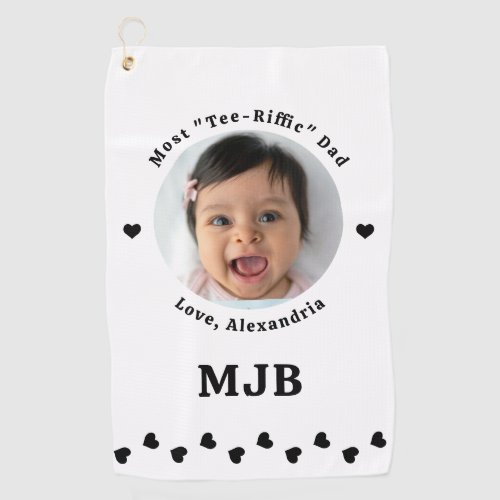 Modern DAD Personalized Picture Create Golfer  Golf Towel
