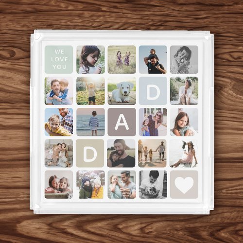 Modern Dad Photo Collage Fathers Day Family Love Acrylic Tray