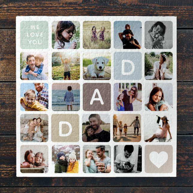 Modern Dad Photo Collage Father's Day Family Love Jigsaw Puzzle (Creator Uploaded)