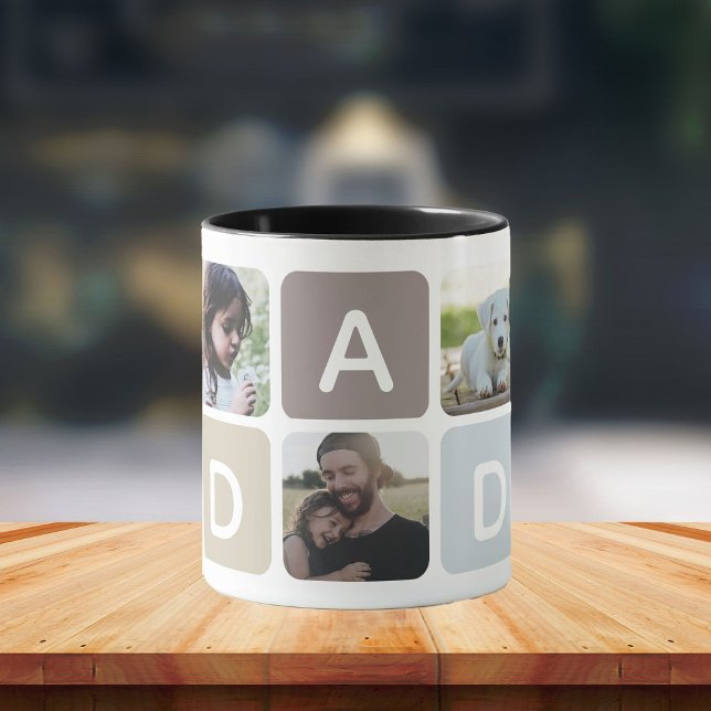 Modern Dad Photo Collage Father's Day Family Love Mug (Creator Uploaded)