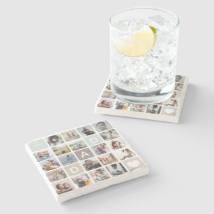 Modern Dad Photo Collage Father's Day Family Love Stone Coaster