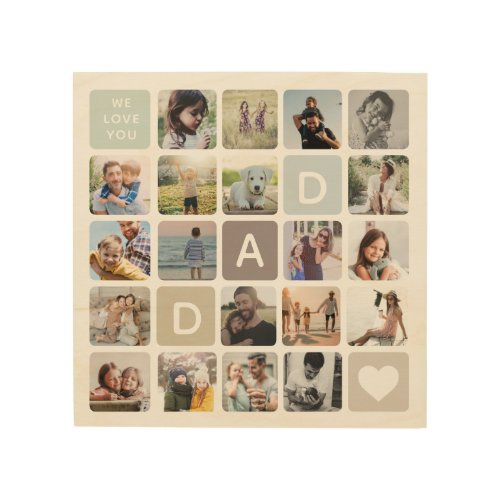 Modern Dad Photo Collage Fathers Day Family Love Wood Wall Art