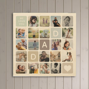 Modern Dad Photo Collage Father's Day Family Love Wood Wall Art