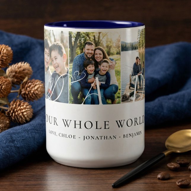 Modern Dad Photo Collage Fathers Day keepsake Gift Two-Tone Coffee Mug (Modern Dad Photo Collage Fathers Day keepsake Gift Two-Tone Coffee Mug)