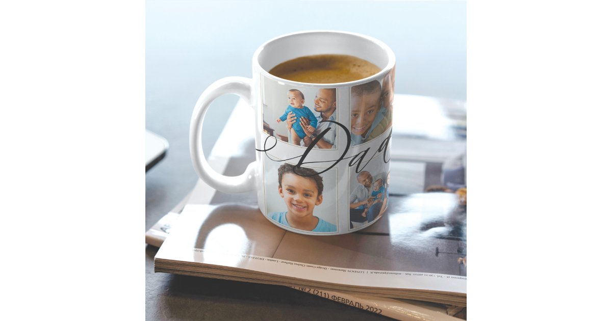 Dad Script Mug Modern Dad Script | Gift For fathers Photo Collage Coffee Mug | Zazzle