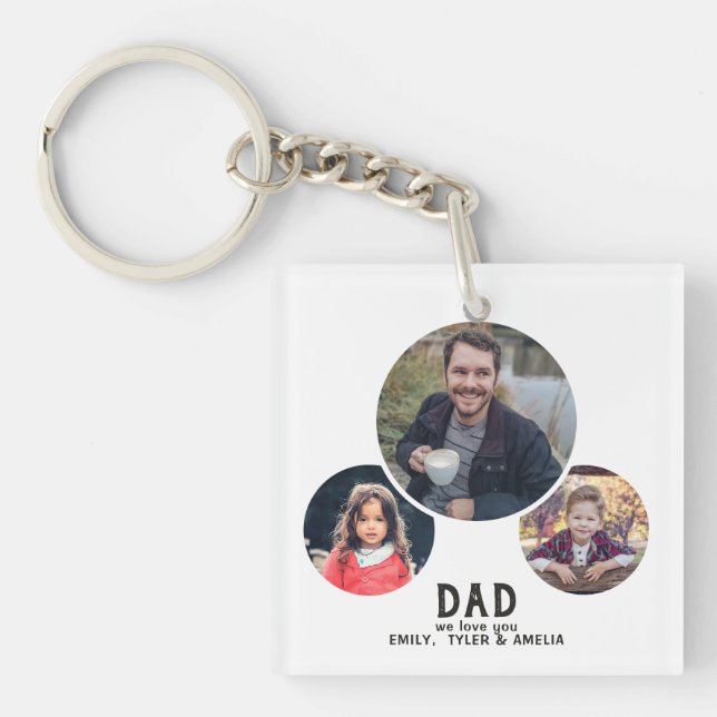 Modern Dad We love you 3 Photos Father`s Day Keychain (Front)