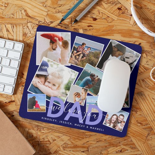 Modern DAD We Love You Photo Collage Mouse Pad