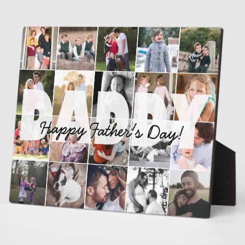 Modern Daddy 20 Photo Collage Happy Fathers Day Plaque