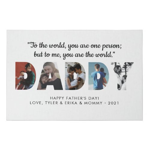 Modern DADDY Chic Photo Collage Happy Fathers Day Faux Canvas Print