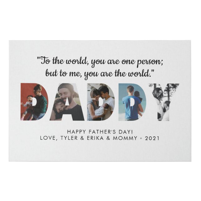 Modern DADDY Chic Photo Collage Happy Father's Day Faux Canvas Print (Front)
