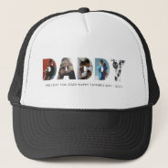 Modern Daddy Chic Photo Collage Happy Father's Day Trucker Hat at Zazzle