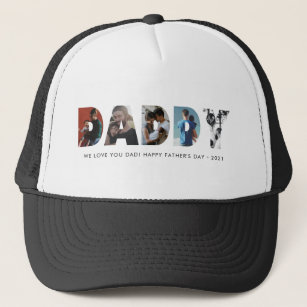 Modern DADDY Chic Photo Collage Happy Father's Day Trucker Hat