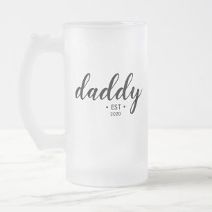 Modern Daddy Custom Established Year Frosted Glass Beer Mug