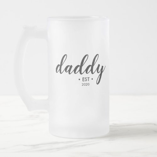 Modern Daddy Custom Established Year  Frosted Glass Beer Mug