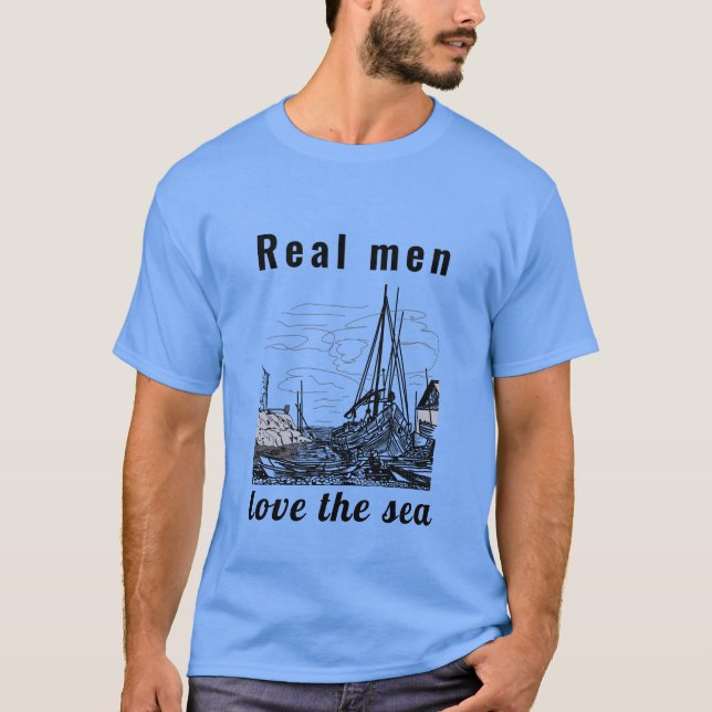 Modern Daddy Father Love Sea Blue Black T-Shirt (Front)