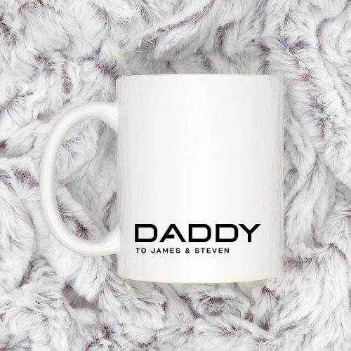 Modern daddy fathers day kids names coffee mug