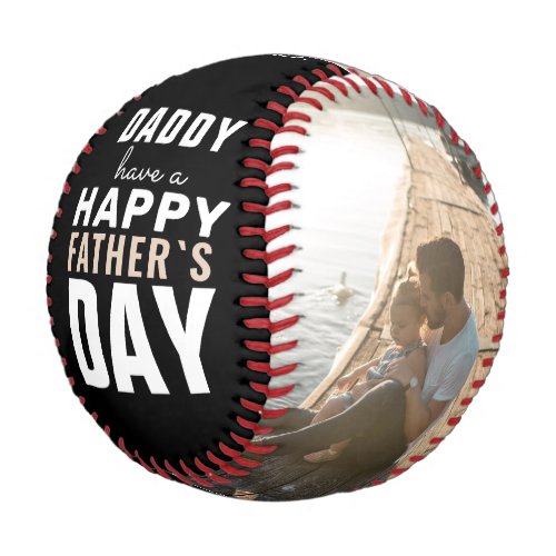 Modern Daddy Happy Fathers Day 2 Photo Collage Baseball