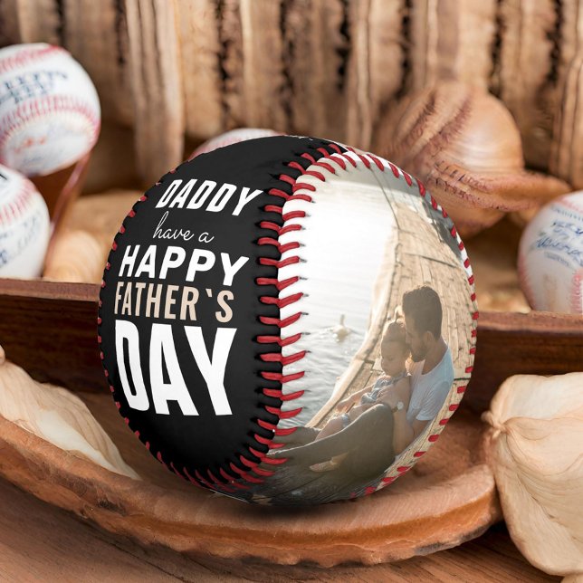 Modern Daddy Happy Father`s Day 2 Photo Collage Baseball (Creator Uploaded)