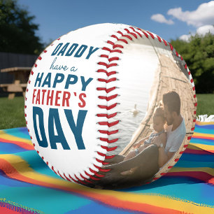 Modern Daddy Happy Father`s Day 2 Photo Collage Baseball