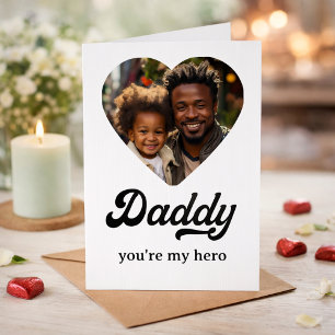 Modern Daddy Hero Photo Heart  Card