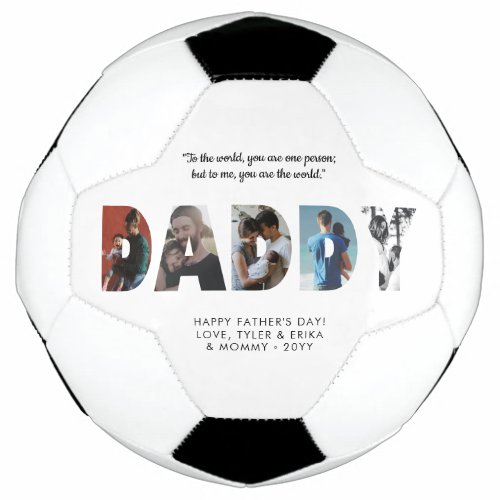 Modern DADDY Photo Collage Chic Happy Fathers Day Soccer Ball