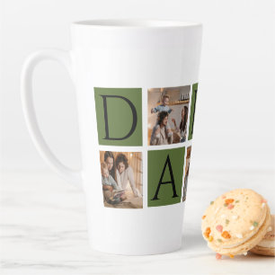 Modern Daddy Photo Collage - Custom Father's Day   Latte Mug