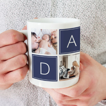 Modern Daddy Photo Collage Custom Giant Coffee Mug by TrendItCo at Zazzle