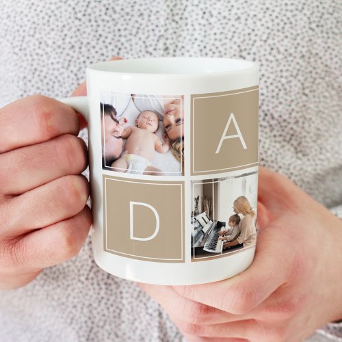 Modern Daddy Photo Collage Custom Giant Coffee Mug