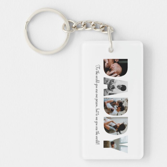 Modern Daddy Photo Collage, Father Gift Keepsake Keychain (Front)