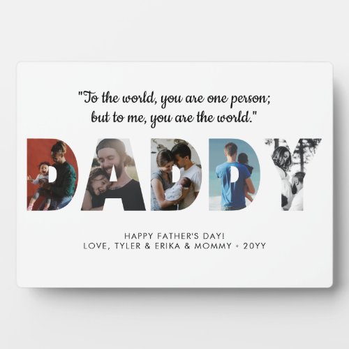 Modern DADDY Photo Collage Happy Fathers Day Plaque
