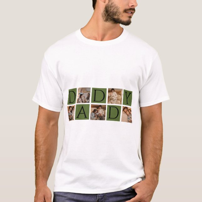 Modern Daddy Photo Collage T-Shirt – Custom 5Photo (Front)